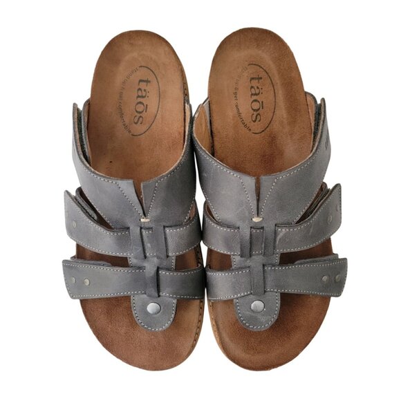 Taos MAGNIFICENT Steel Leather Adj Strap Sandals w/ Cork Footbed Women's 8-8.5 - Picture 3 of 8